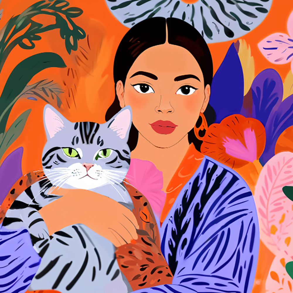 frau mit katze